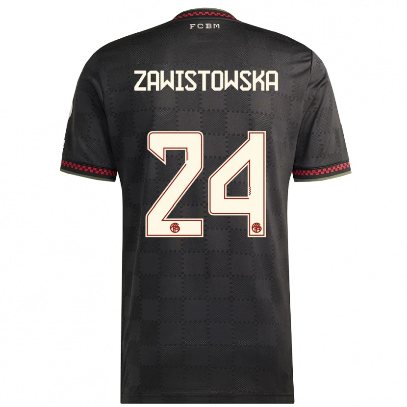 Danxen Niño Camiseta Weronika Zawistowska #24 Negro Blanco Equipación Tercera 2025/26 La Camisa