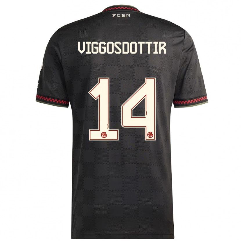 Danxen Niño Camiseta Glodis Perla Viggosdottir #14 Negro Blanco Equipación Tercera 2025/26 La Camisa