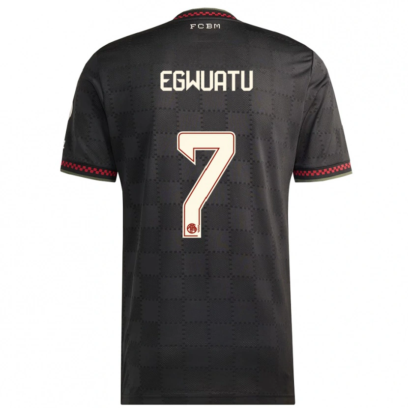 Danxen Niño Camiseta Frank Egwuatu #7 Negro Blanco Equipación Tercera 2025/26 La Camisa