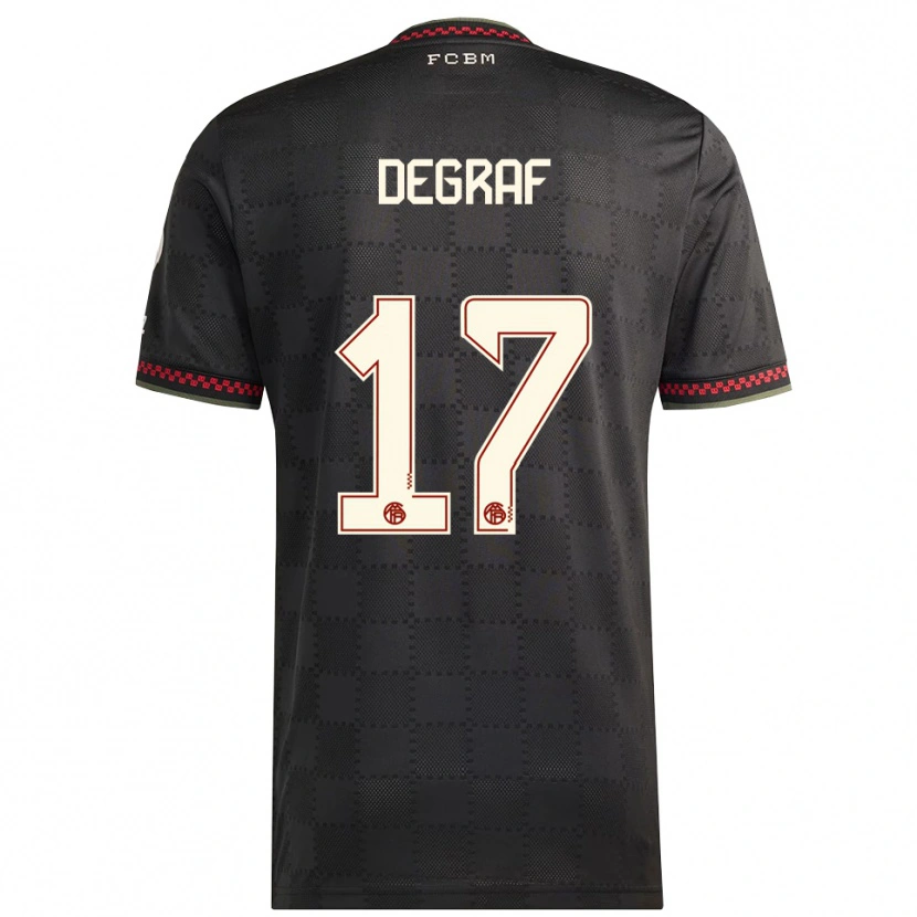 Danxen Niño Camiseta Artur Degraf #17 Negro Blanco Equipación Tercera 2025/26 La Camisa