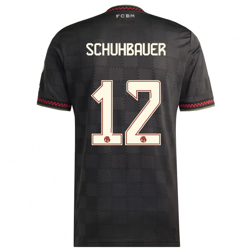 Danxen Niño Camiseta Maximilian Schuhbauer #12 Negro Blanco Equipación Tercera 2025/26 La Camisa