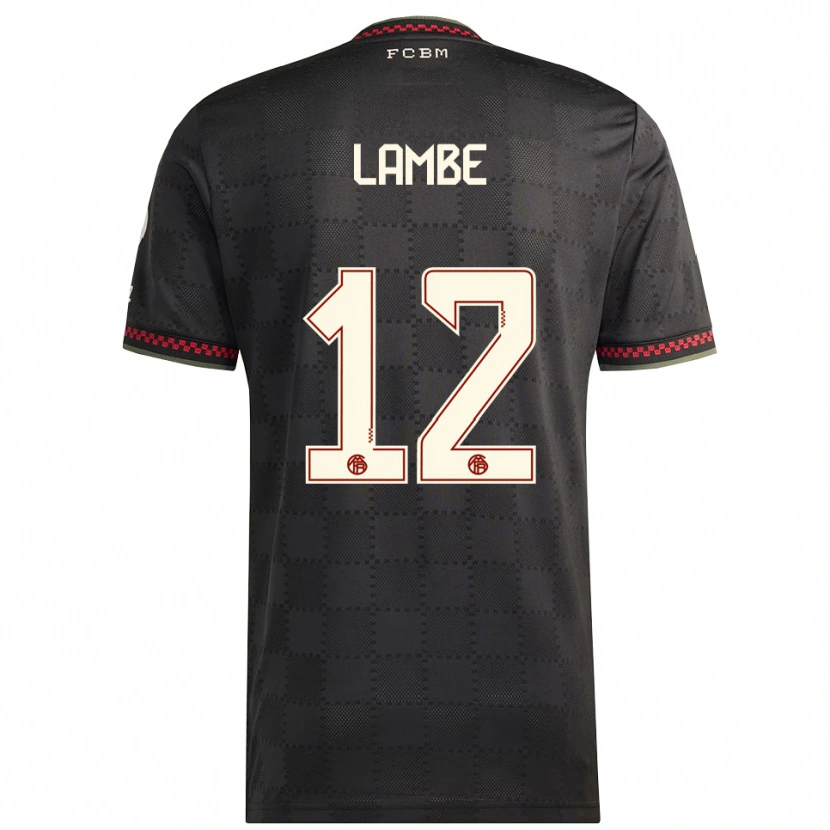 Danxen Niño Camiseta Allen Junior Lambé #12 Negro Blanco Equipación Tercera 2025/26 La Camisa