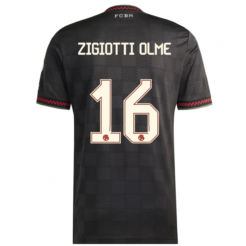 Danxen Niño Camiseta Julia Zigiotti Olme #16 Negro Blanco Equipación Tercera 2025/26 La Camisa