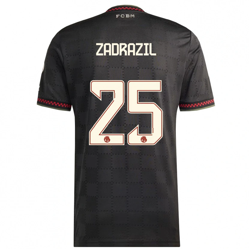 Danxen Niño Camiseta Sarah Zadrazil #25 Negro Blanco Equipación Tercera 2025/26 La Camisa