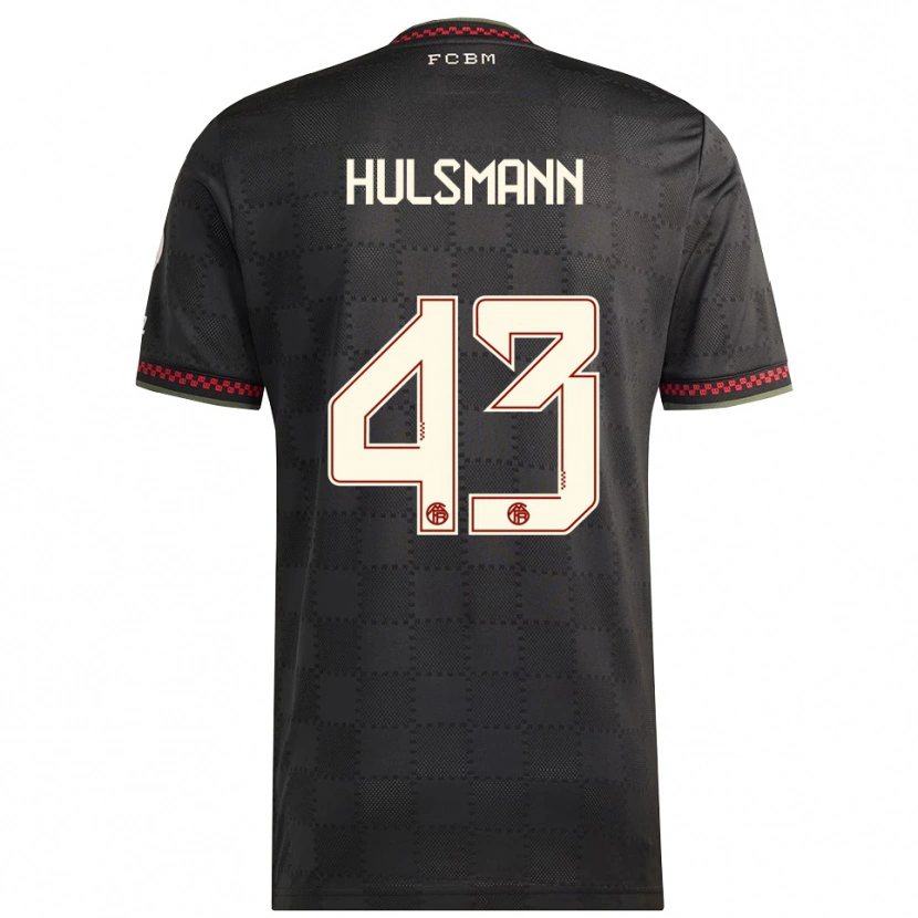 Danxen Niño Camiseta Tom Hulsmann #43 Negro Blanco Equipación Tercera 2025/26 La Camisa