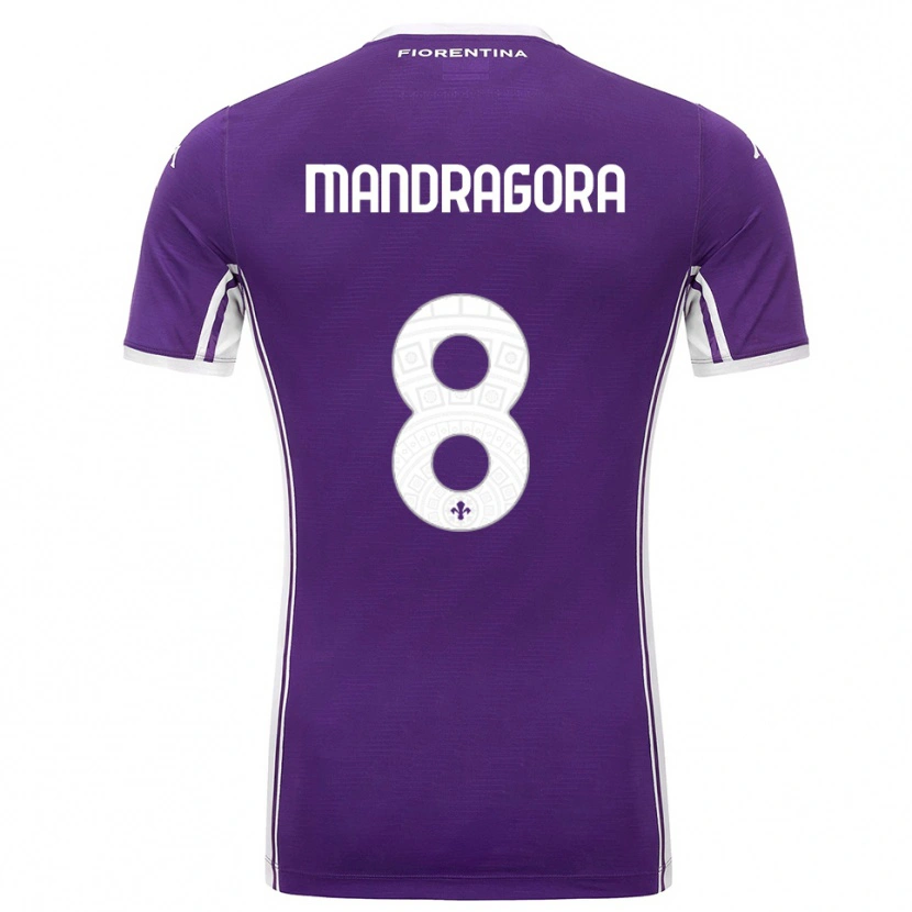 Danxen Hombre Camiseta Rolando Mandragora #8 Púrpura Blanco 1ª Equipación 2025/26 La Camisa