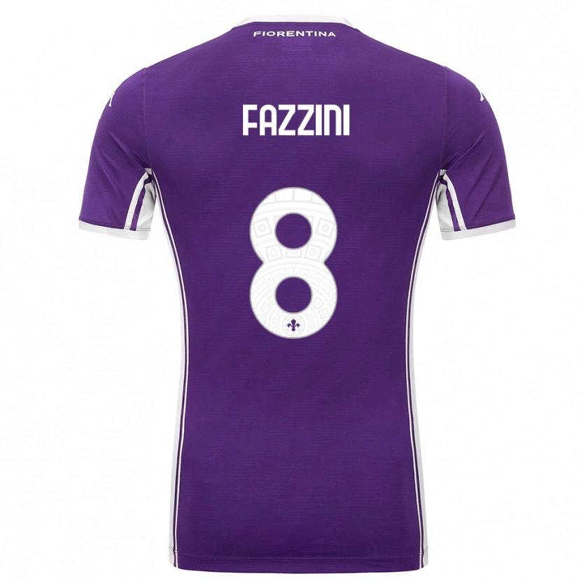 Danxen Hombre Camiseta Jacopo Fazzini #8 Púrpura Blanco 1ª Equipación 2025/26 La Camisa