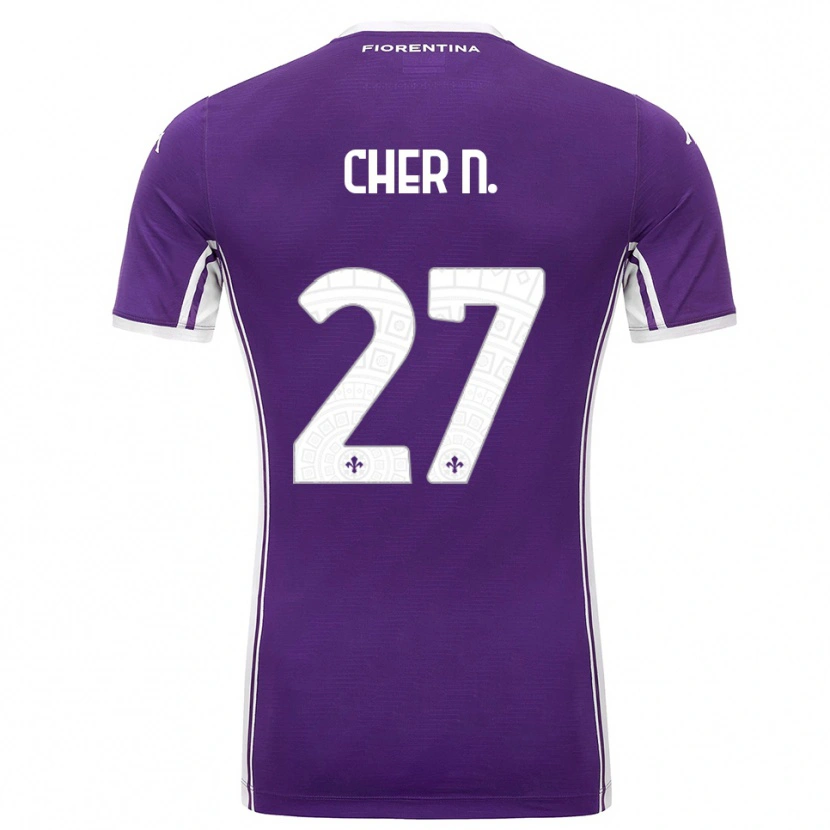 Danxen Hombre Camiseta Cher Ndour #27 Púrpura Blanco 1ª Equipación 2025/26 La Camisa