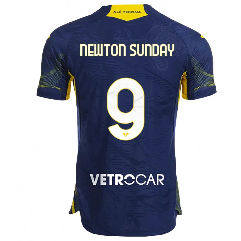 Danxen Hombre Camiseta Eloghosa Newton Sunday #9 Marino Amarillo 1ª Equipación 2025/26 La Camisa
