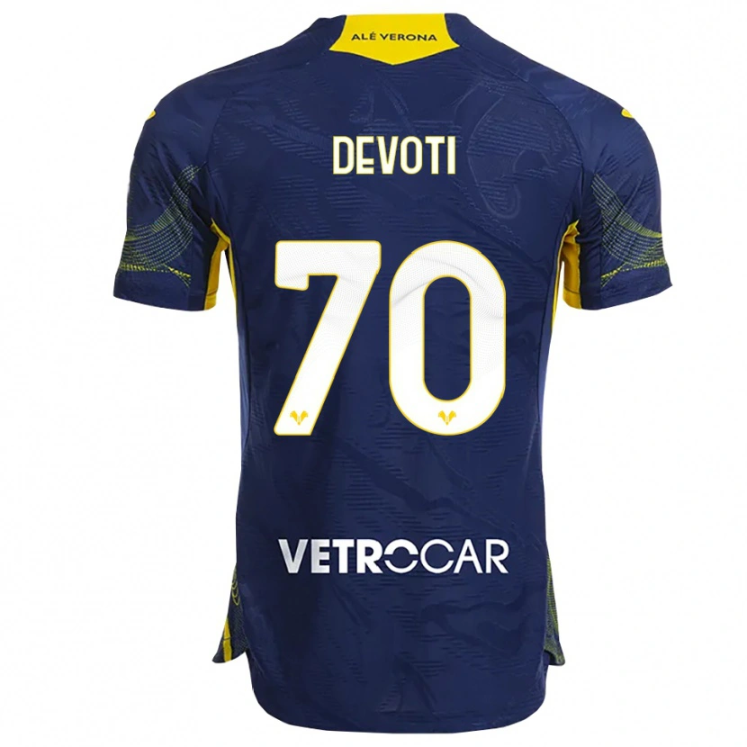 Danxen Hombre Camiseta Andrea Devoti #70 Marino Amarillo 1ª Equipación 2025/26 La Camisa