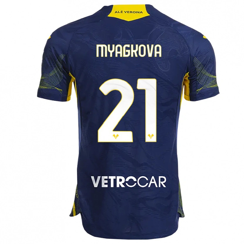 Danxen Hombre Camiseta Alina Myagkova #21 Marino Amarillo 1ª Equipación 2025/26 La Camisa