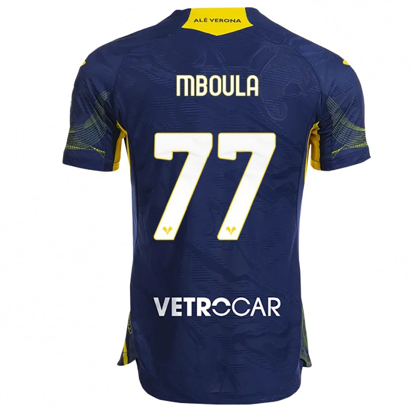 Danxen Hombre Camiseta Jordi Mboula #77 Marino Amarillo 1ª Equipación 2025/26 La Camisa