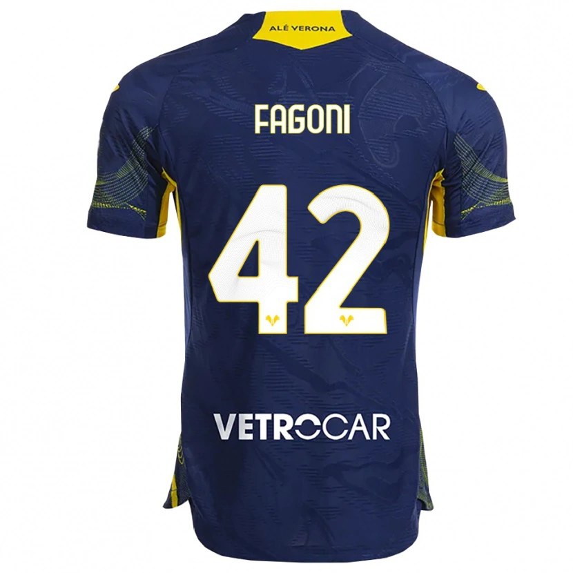 Danxen Hombre Camiseta Marco Fagoni #42 Marino Amarillo 1ª Equipación 2025/26 La Camisa