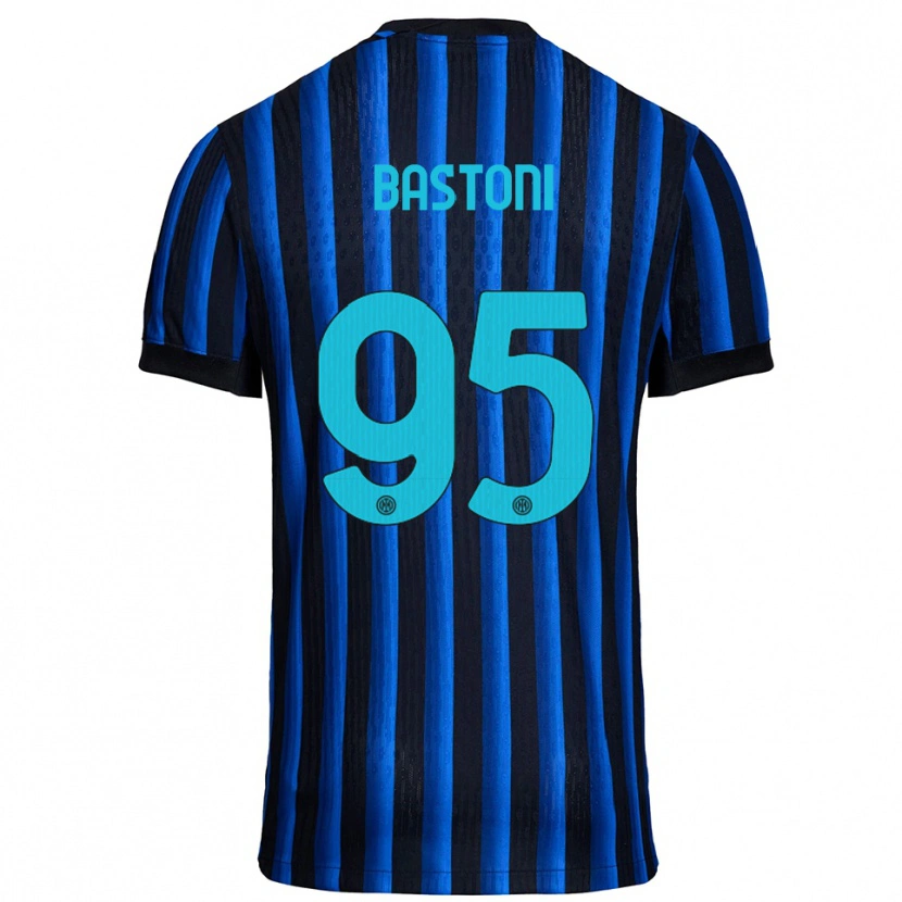 Danxen Hombre Camiseta Alessandro Bastoni #95 Negro Azul 1ª Equipación 2025/26 La Camisa