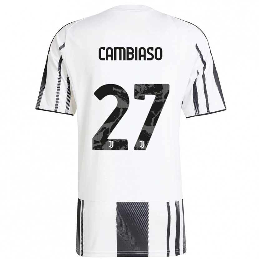 Danxen Hombre Camiseta Andrea Cambiaso #27 Blanco Negro 1ª Equipación 2025/26 La Camisa