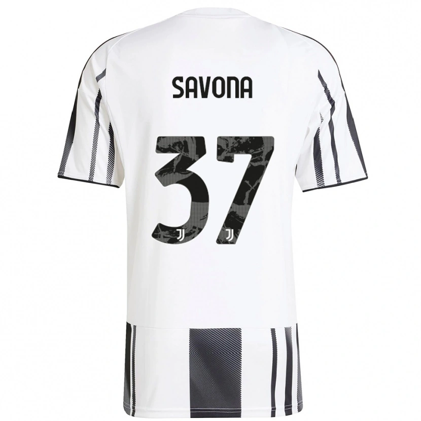 Danxen Hombre Camiseta Nicolò Savona #37 Blanco Negro 1ª Equipación 2025/26 La Camisa