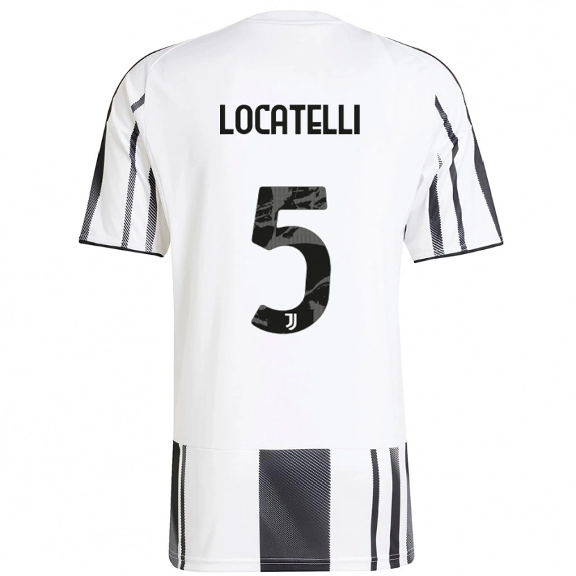 Danxen Hombre Camiseta Manuel Locatelli #5 Blanco Negro 1ª Equipación 2025/26 La Camisa