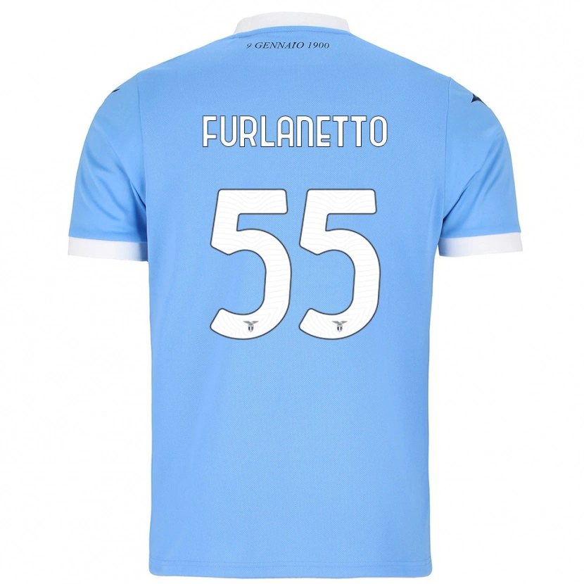 Danxen Hombre Camiseta Alessio Furlanetto #55 Azul Cielo Blanco 1ª Equipación 2025/26 La Camisa