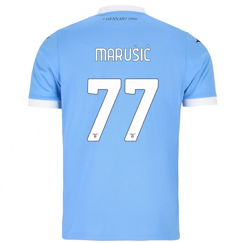 Danxen Hombre Camiseta Adam Marusic #77 Azul Cielo Blanco 1ª Equipación 2025/26 La Camisa