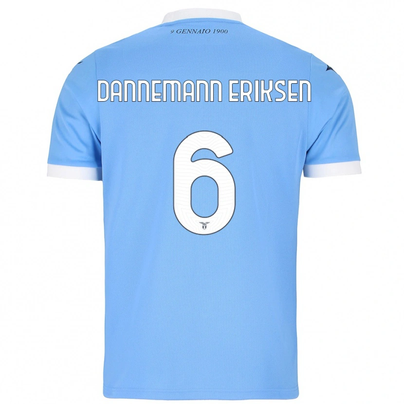 Danxen Hombre Camiseta Louise Dannemann Eriksen #6 Azul Cielo Blanco 1ª Equipación 2025/26 La Camisa