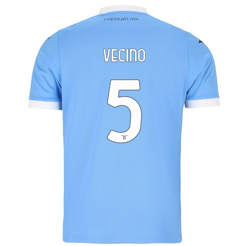 Danxen Hombre Camiseta Matías Vecino #5 Azul Cielo Blanco 1ª Equipación 2025/26 La Camisa
