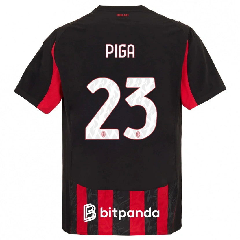 Danxen Hombre Camiseta Julie Piga #23 Rojo Negro 1ª Equipación 2025/26 La Camisa