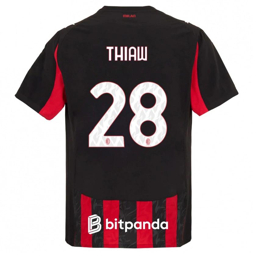 Danxen Hombre Camiseta Malick Thiaw #28 Rojo Negro 1ª Equipación 2025/26 La Camisa