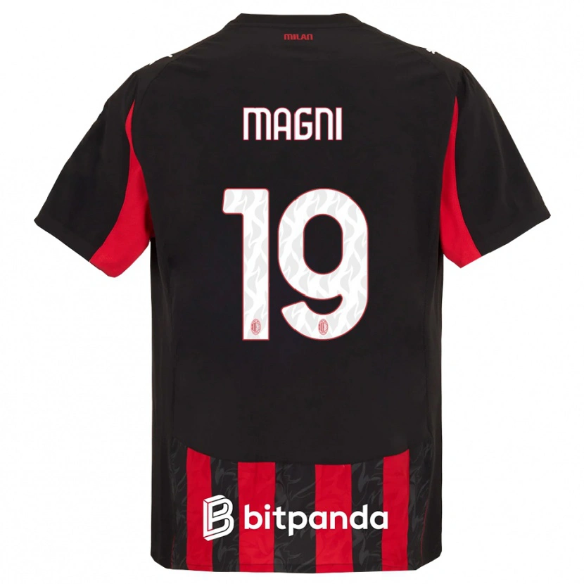 Danxen Hombre Camiseta Vittorio Magni #19 Rojo Negro 1ª Equipación 2025/26 La Camisa