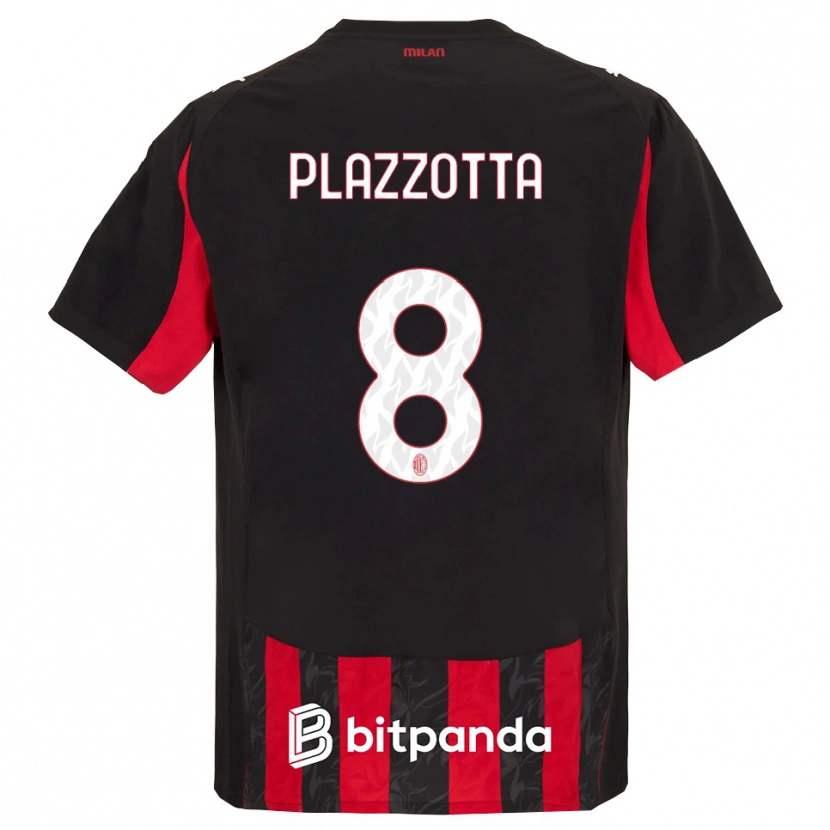 Danxen Hombre Camiseta Filippo Plazzotta #8 Rojo Negro 1ª Equipación 2025/26 La Camisa