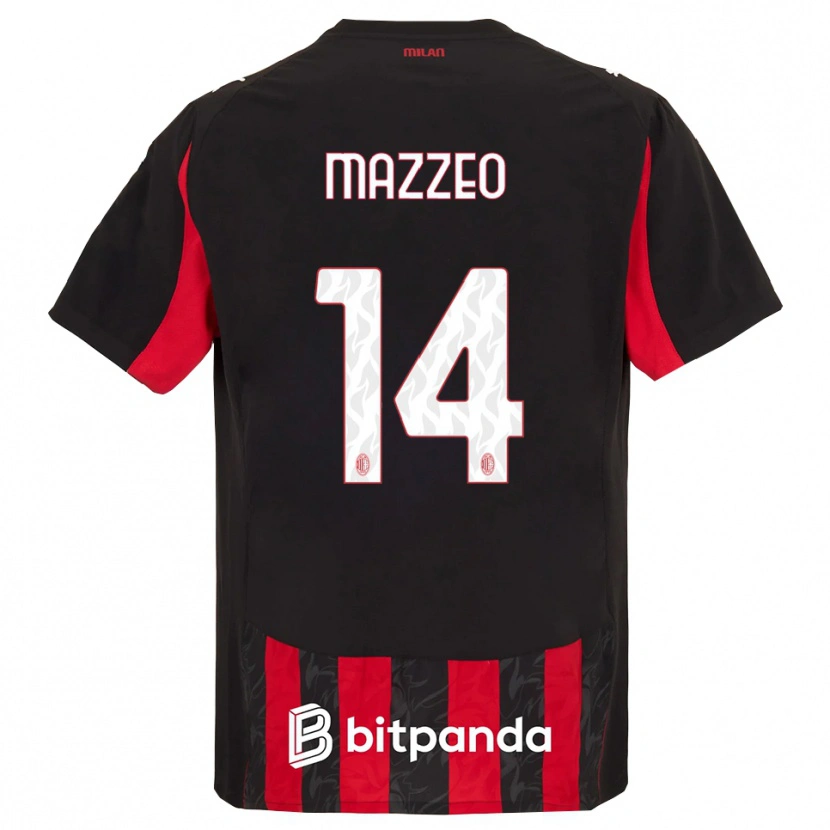 Danxen Hombre Camiseta Kevin Mazzeo #14 Rojo Negro 1ª Equipación 2025/26 La Camisa