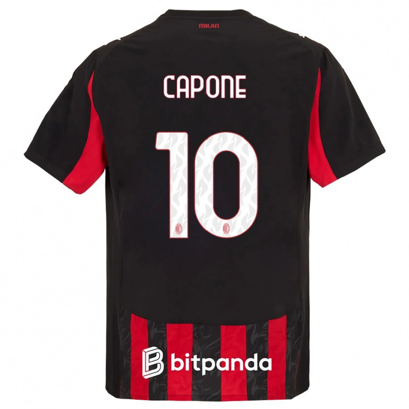 Danxen Hombre Camiseta Andrea Capone #10 Rojo Negro 1ª Equipación 2025/26 La Camisa