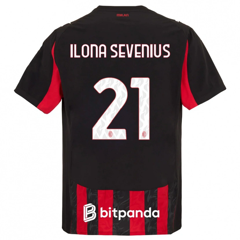 Danxen Hombre Camiseta Oona Ilona Sevenius #21 Rojo Negro 1ª Equipación 2025/26 La Camisa