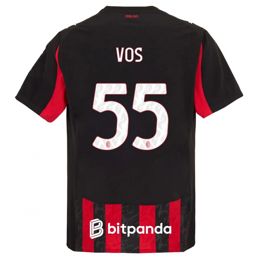 Danxen Hombre Camiseta Silvano Vos #55 Rojo Negro 1ª Equipación 2025/26 La Camisa