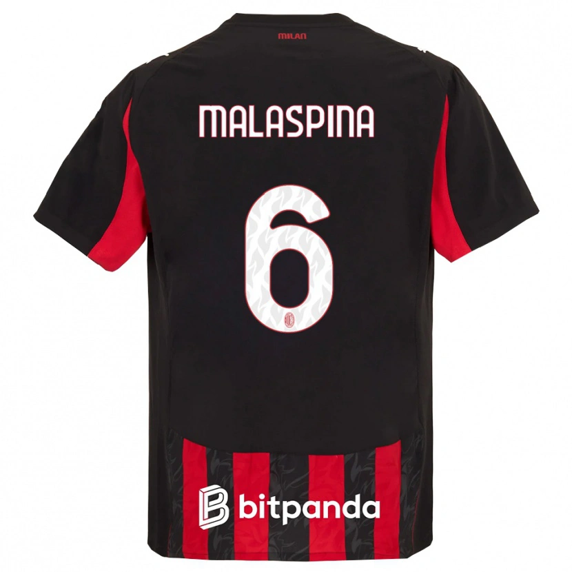 Danxen Hombre Camiseta Mattia Malaspina #6 Rojo Negro 1ª Equipación 2025/26 La Camisa
