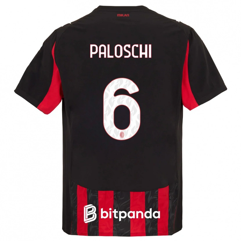 Danxen Hombre Camiseta Dorian Paloschi #6 Rojo Negro 1ª Equipación 2025/26 La Camisa
