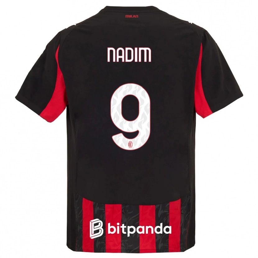 Danxen Hombre Camiseta Nadia Nadim #9 Rojo Negro 1ª Equipación 2025/26 La Camisa