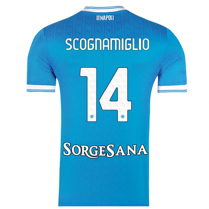 Danxen Hombre Camiseta Fabio Scognamiglio #14 Azul Cielo Blanco 1ª Equipación 2025/26 La Camisa