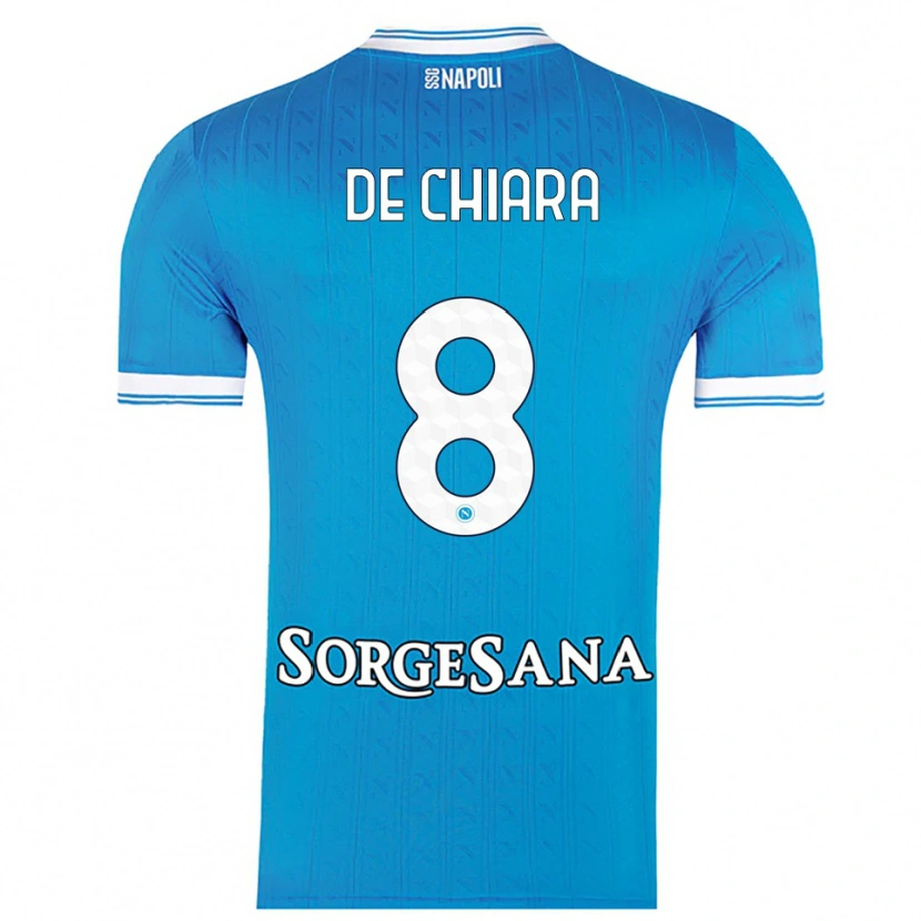 Danxen Hombre Camiseta Emmanuele De Chiara #8 Azul Cielo Blanco 1ª Equipación 2025/26 La Camisa