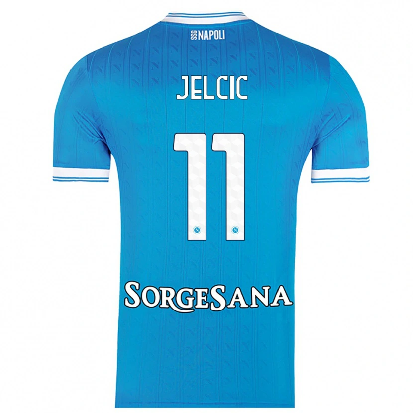 Danxen Hombre Camiseta Maja Jelčić #11 Azul Cielo Blanco 1ª Equipación 2025/26 La Camisa