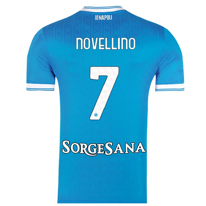 Danxen Hombre Camiseta Debora Novellino #7 Azul Cielo Blanco 1ª Equipación 2025/26 La Camisa