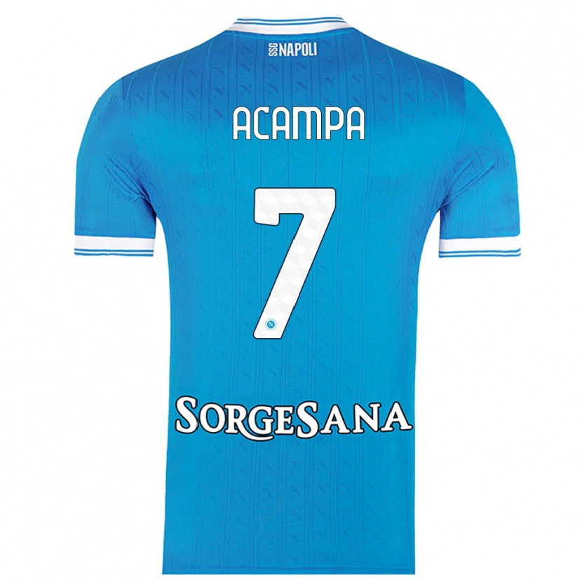 Danxen Hombre Camiseta Davide Acampa #7 Azul Cielo Blanco 1ª Equipación 2025/26 La Camisa