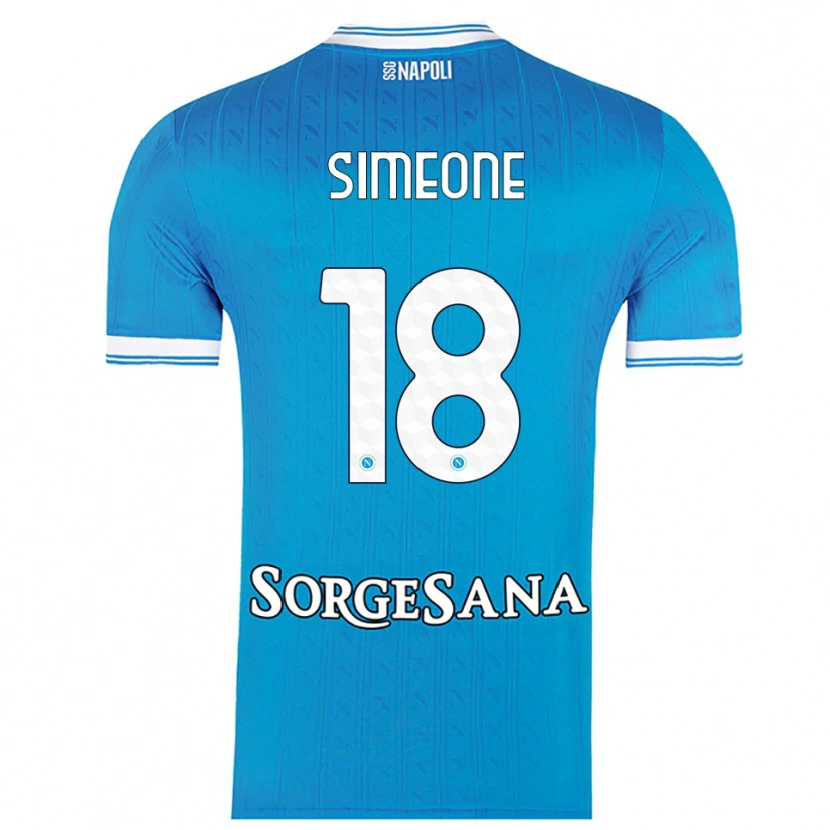 Danxen Hombre Camiseta Giovanni Simeone #18 Azul Cielo Blanco 1ª Equipación 2025/26 La Camisa