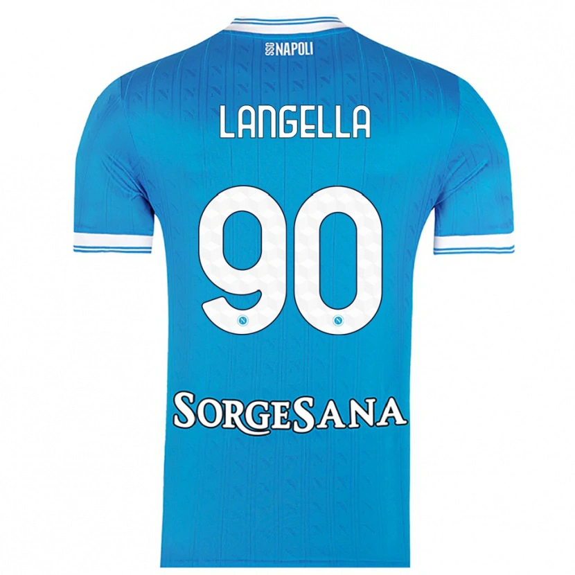 Danxen Hombre Camiseta Gabriella Langella #90 Azul Cielo Blanco 1ª Equipación 2025/26 La Camisa