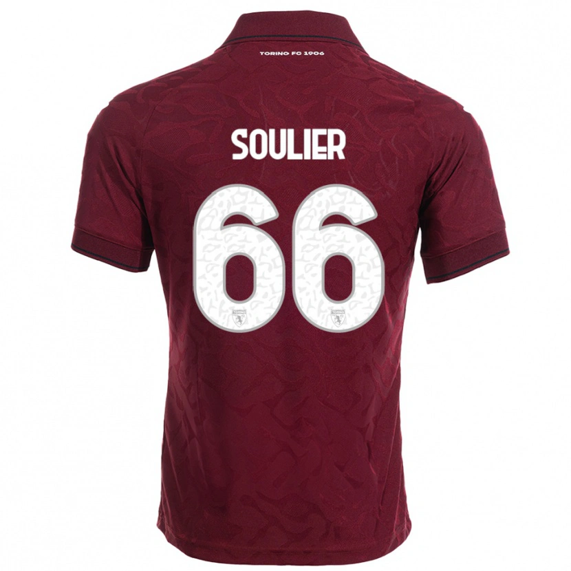 Danxen Hombre Camiseta Evan Soulier #66 Borgoña Blanco 1ª Equipación 2025/26 La Camisa