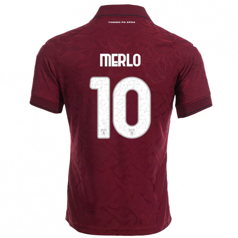 Danxen Hombre Camiseta Mattia Merlo #10 Borgoña Blanco 1ª Equipación 2025/26 La Camisa