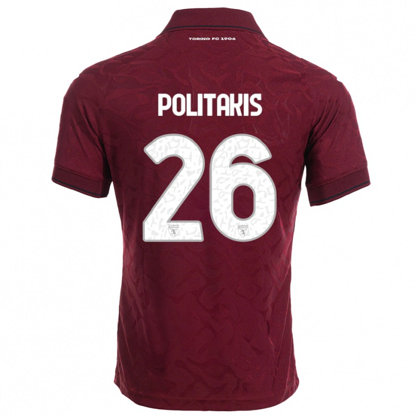 Danxen Hombre Camiseta Grigorios Politakis #26 Borgoña Blanco 1ª Equipación 2025/26 La Camisa