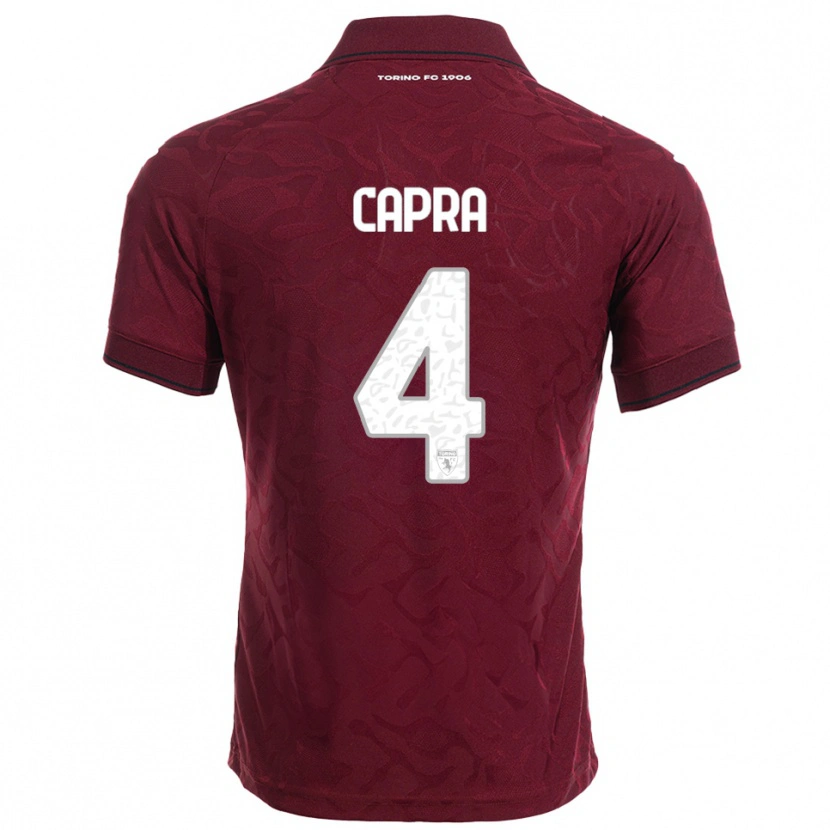 Danxen Hombre Camiseta Valentina Capra #4 Borgoña Blanco 1ª Equipación 2025/26 La Camisa