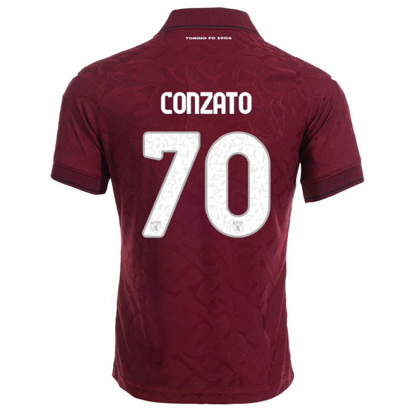 Danxen Hombre Camiseta Filippo Conzato #70 Borgoña Blanco 1ª Equipación 2025/26 La Camisa