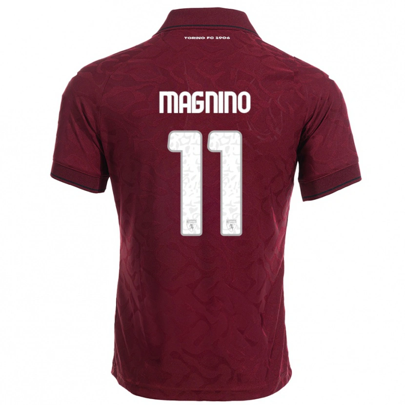 Danxen Hombre Camiseta Emanuele Magnino #11 Borgoña Blanco 1ª Equipación 2025/26 La Camisa