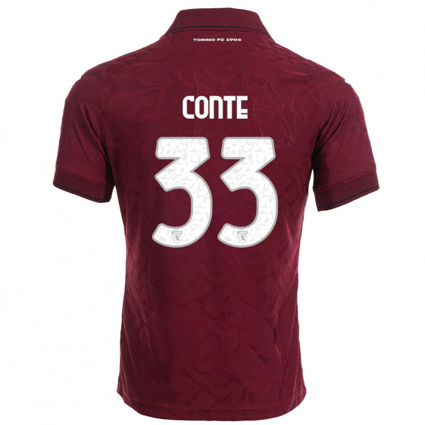Danxen Hombre Camiseta Gioele Conte #33 Borgoña Blanco 1ª Equipación 2025/26 La Camisa